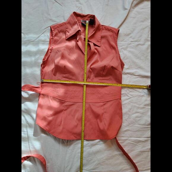 Cotton Works Coral Pink Stretch Tank Top Collar Tie XL Elastic Waist - Picture 5 of 5